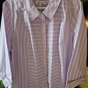 Lavender Stripe Button-Front Blouse